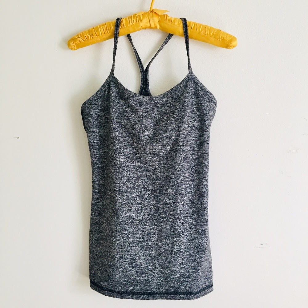 LULULEMON Power Y Tank Black Space Dye size 6